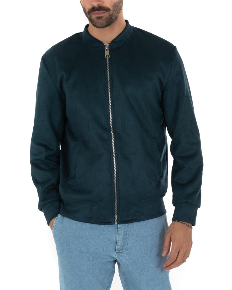 Giubbotto Uomo Bomber Camoscio Tinta Unita Avio Casual GIOSAL-G2813A