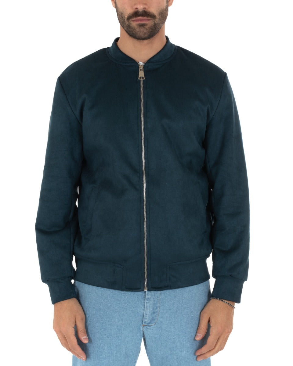 Giubbotto Uomo Bomber Camoscio Tinta Unita Avio Casual GIOSAL-G2813A