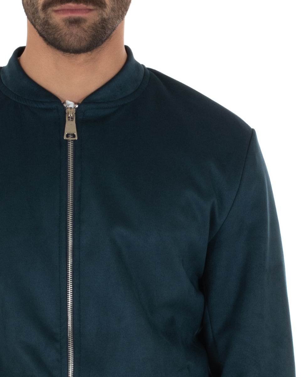 Giubbotto Uomo Bomber Camoscio Tinta Unita Avio Casual GIOSAL-G2813A