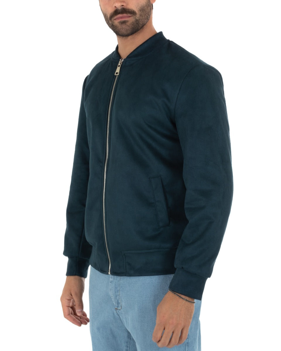 Giubbotto Uomo Bomber Camoscio Tinta Unita Avio Casual GIOSAL-G2813A