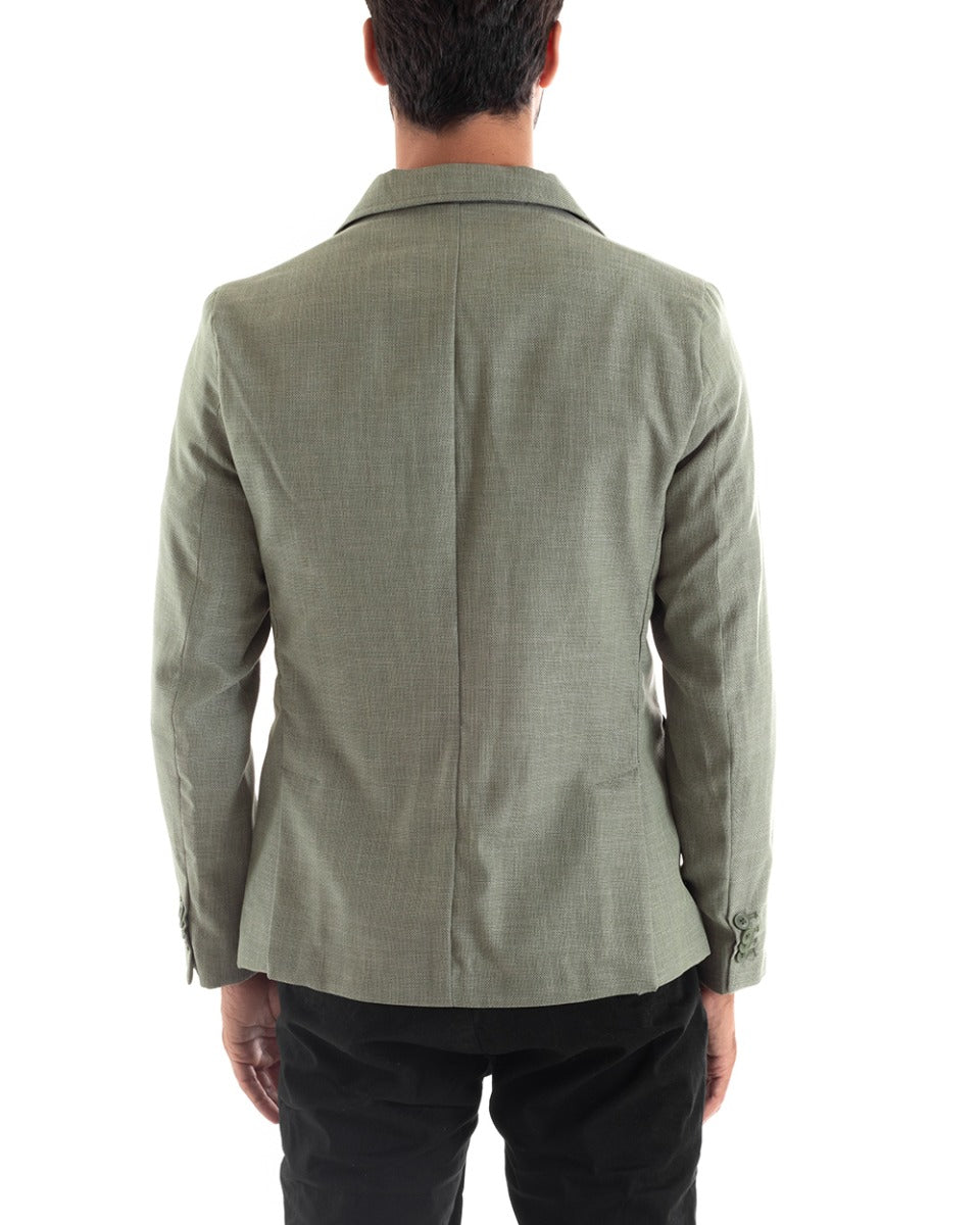 Giacca Uomo Lino Monopetto Melangiata Verde Cerimonia Elegante Casual GIOSAL-G2857A