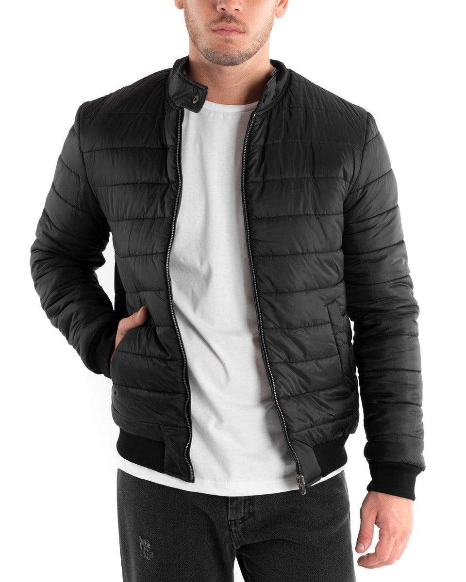 Giubbotto Uomo Bomber Ecopelle Nero Reversibile Double Face GIOSAL-G2877A