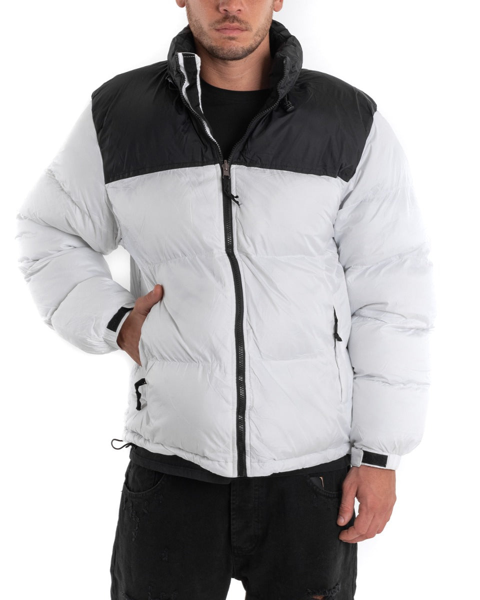 Giubbotto Uomo Bomber Bicolore Nero Ghiaccio Puffer Imbottito GIOSAL-G2912A