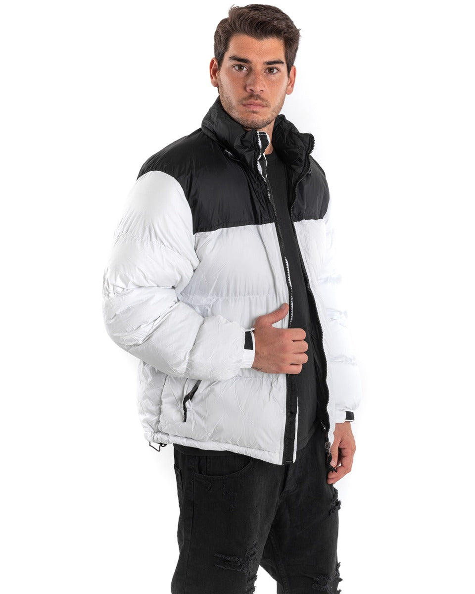 Giubbotto Uomo Bomber Bicolore Nero Ghiaccio Puffer Imbottito GIOSAL-G2912A