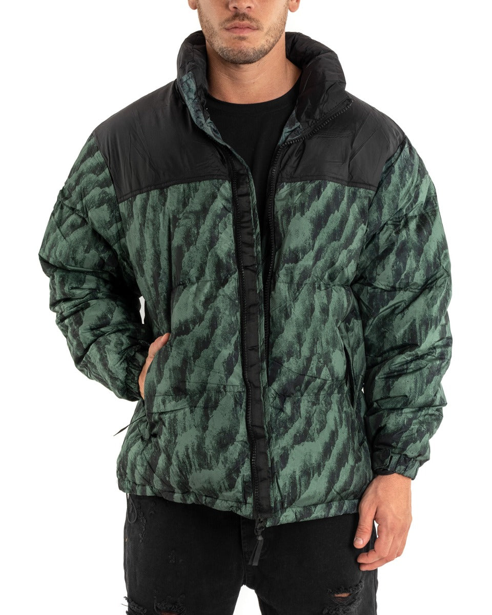 Giubbotto Uomo Bomber Bicolore Verde Nero Imbottito Puffer Casual GIOSAL-G2915A