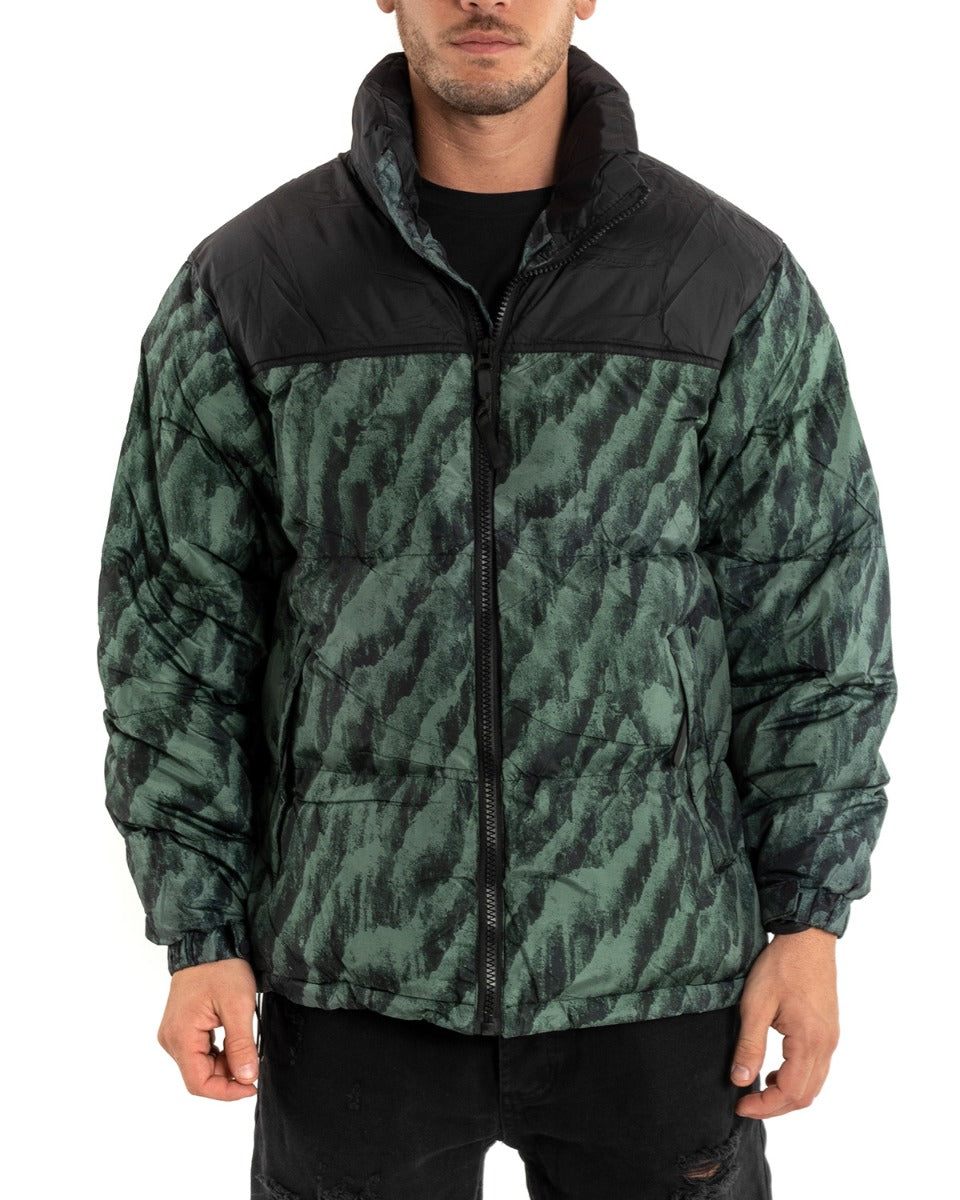 Giubbotto Uomo Bomber Bicolore Verde Nero Imbottito Puffer Casual GIOSAL-G2915A