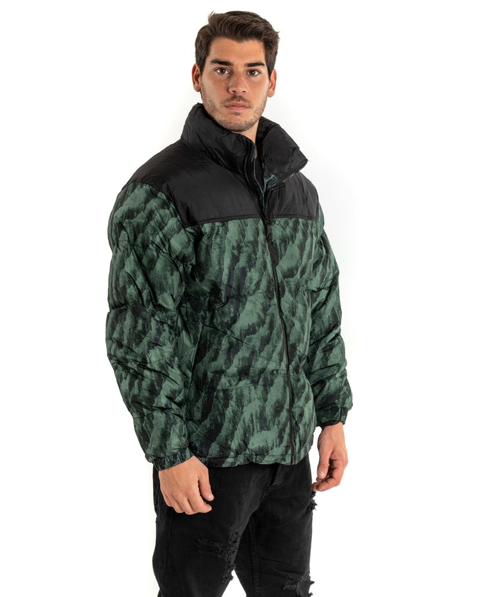 Giubbotto Uomo Bomber Bicolore Verde Nero Imbottito Puffer Casual GIOSAL-G2915A