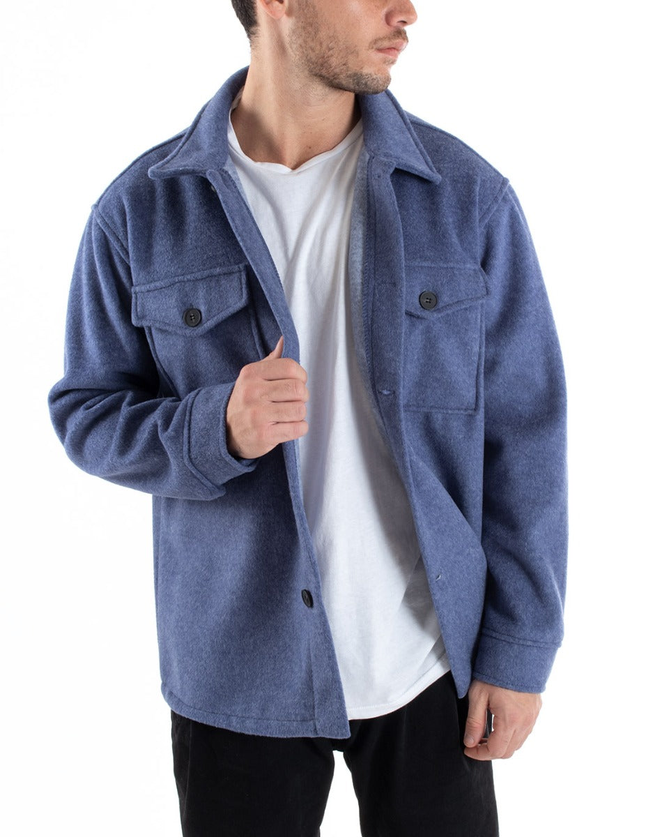 Giubbotto Uomo Camicia Camicione Camoscio Manica Lunga Tinta Unita Avio Casual GIOSAL-G2940A