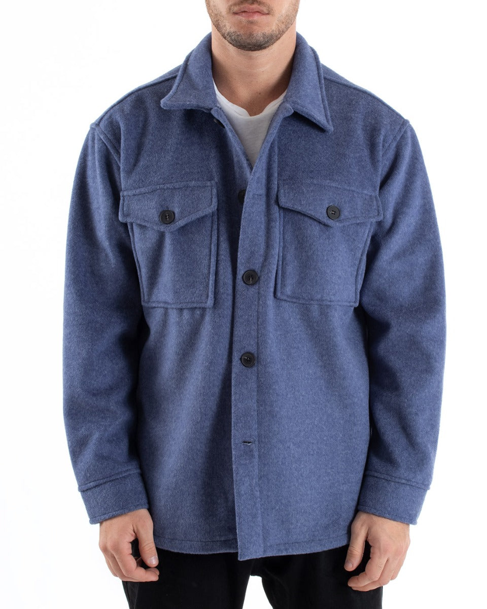 Giubbotto Uomo Camicia Camicione Camoscio Manica Lunga Tinta Unita Avio Casual GIOSAL-G2940A