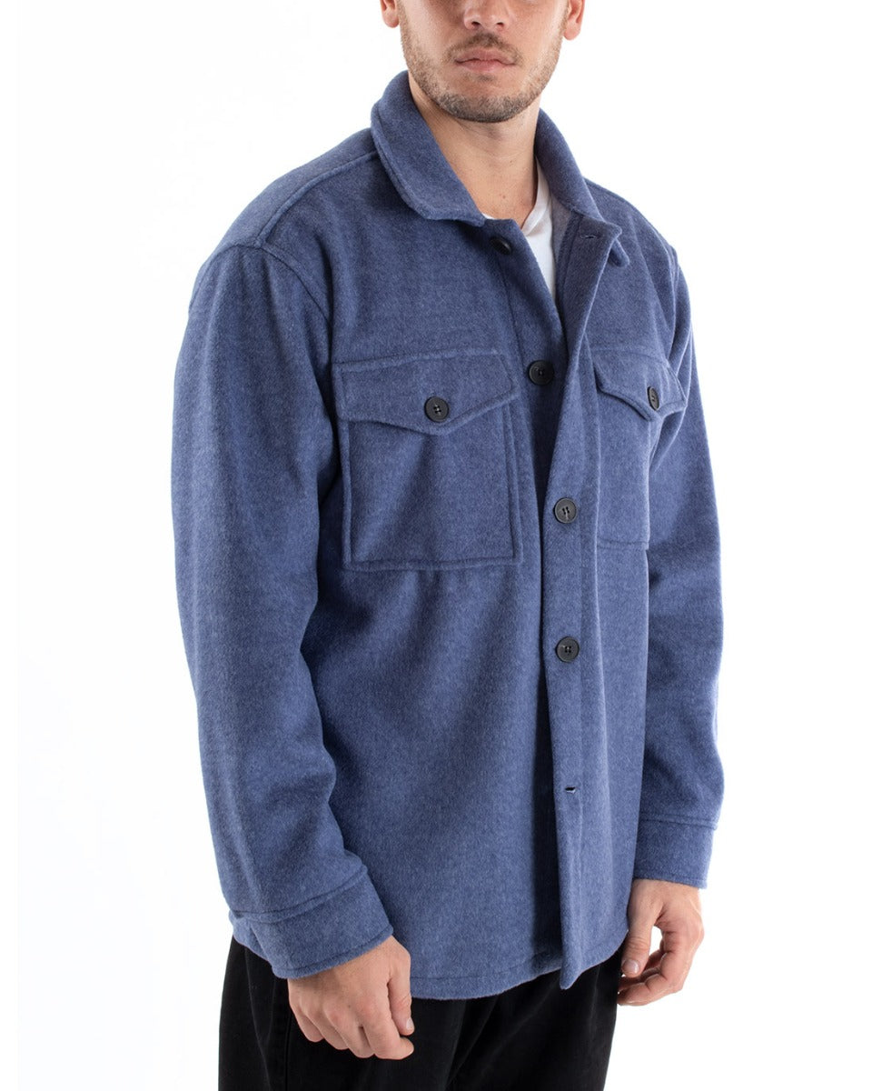 Giubbotto Uomo Camicia Camicione Camoscio Manica Lunga Tinta Unita Avio Casual GIOSAL-G2940A