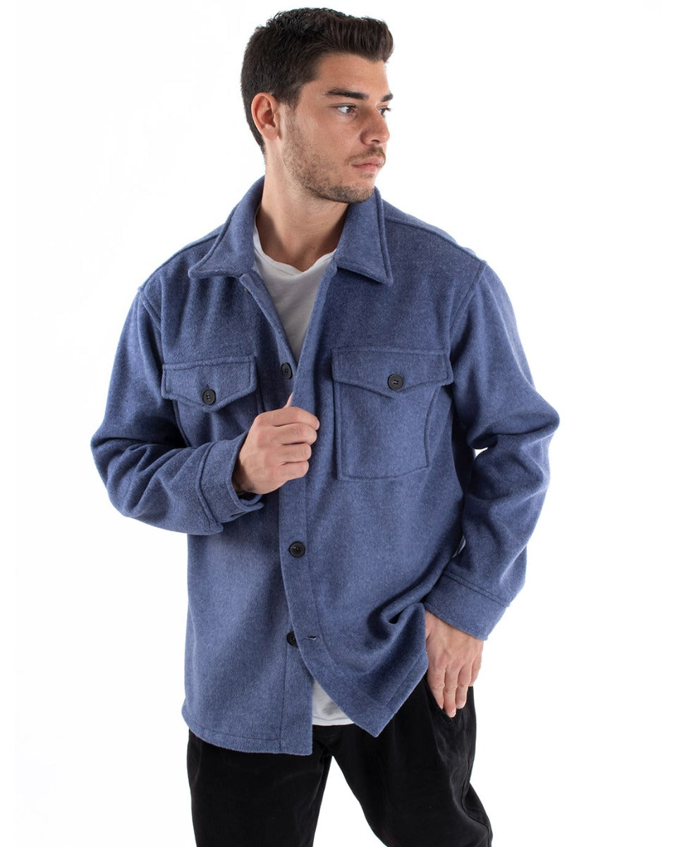 Giubbotto Uomo Camicia Camicione Camoscio Manica Lunga Tinta Unita Avio Casual GIOSAL-G2940A