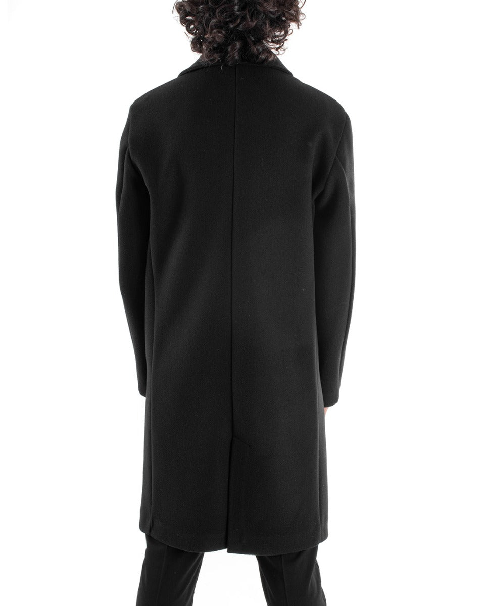 Cappotto Doppiopetto Uomo Giacca Giaccone Lungo Nero Giubbotto Elegante GIOSAL-G2958A