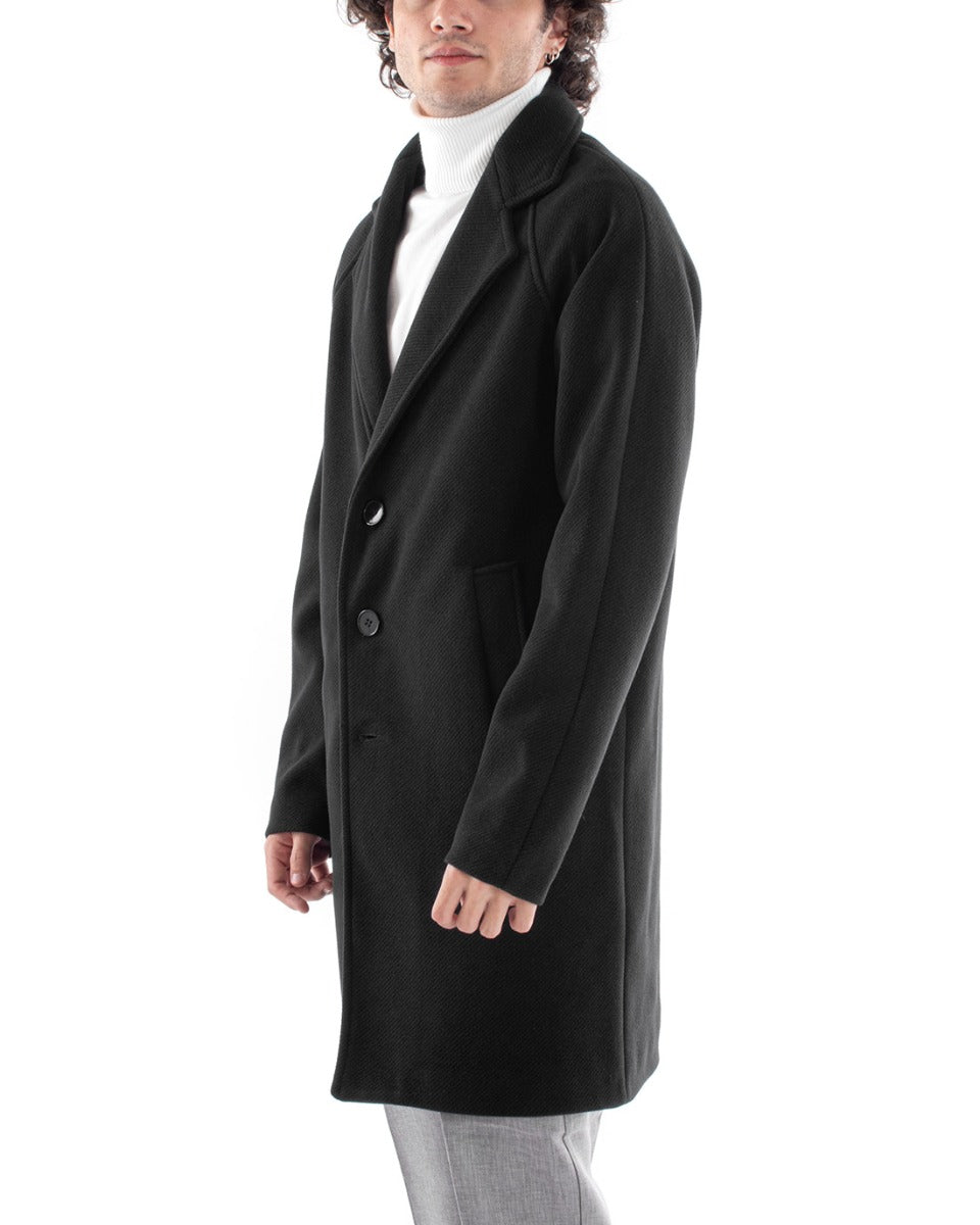 Cappotto Giacca Monopetto Uomo Oversize Giaccone Nero Giubbotto Baronetto GIOSAL-G2965A