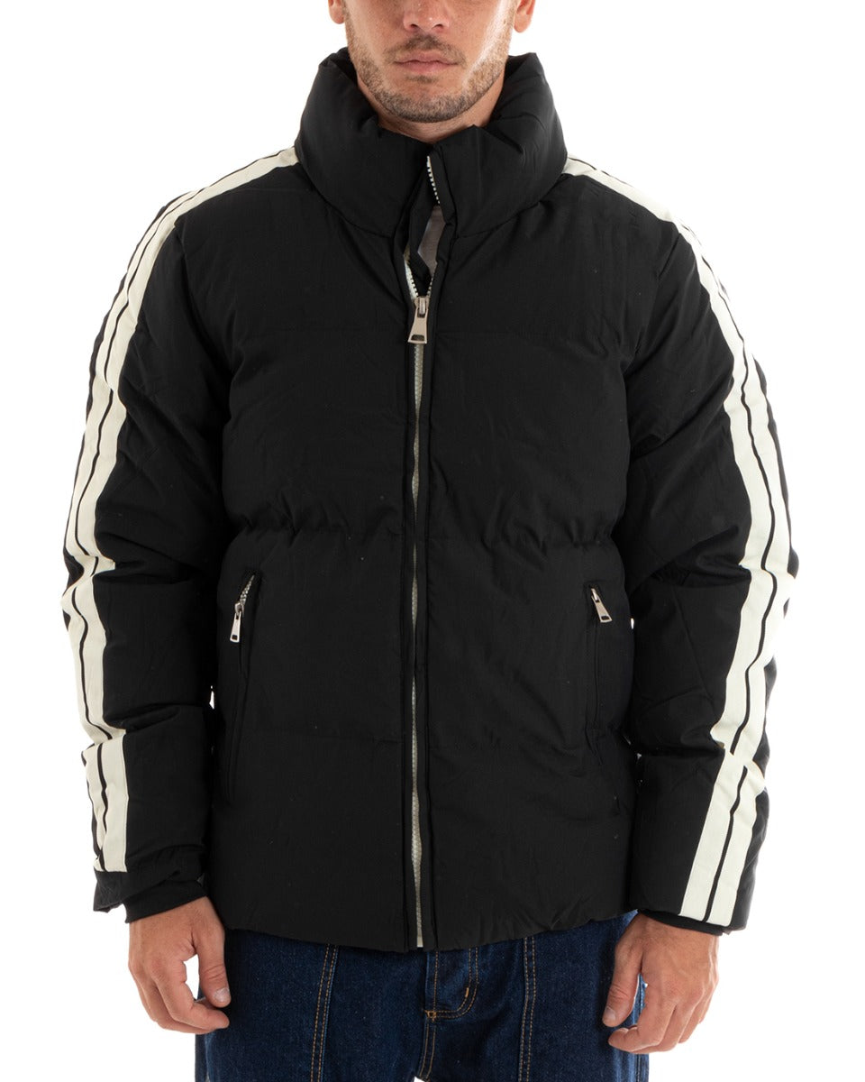 Giubbotto Uomo Bomber Imbottito Puffer Casual Tinta Unita Nero GIOSAL-G3084A