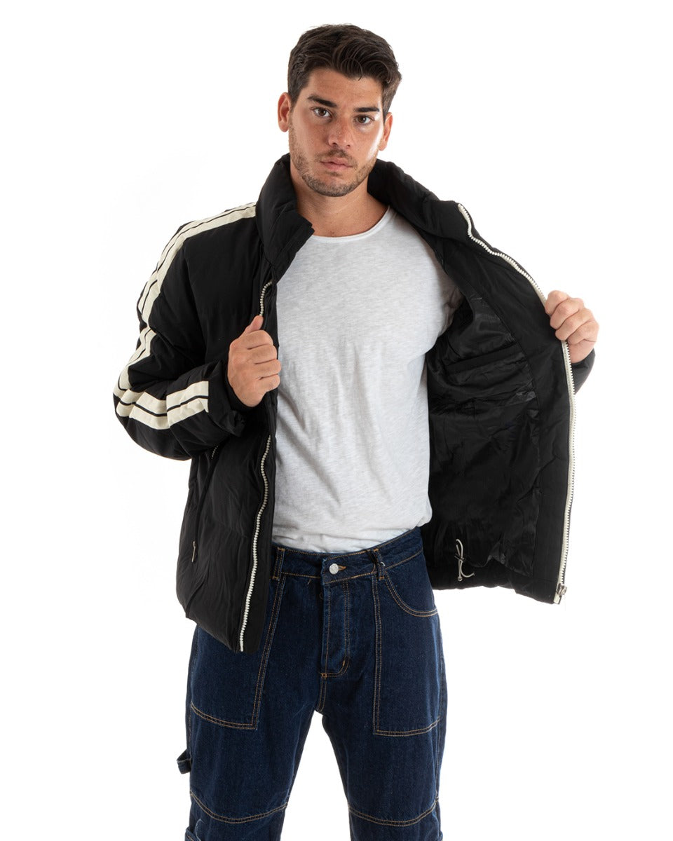 Giubbotto Uomo Bomber Imbottito Puffer Casual Tinta Unita Nero GIOSAL-G3084A