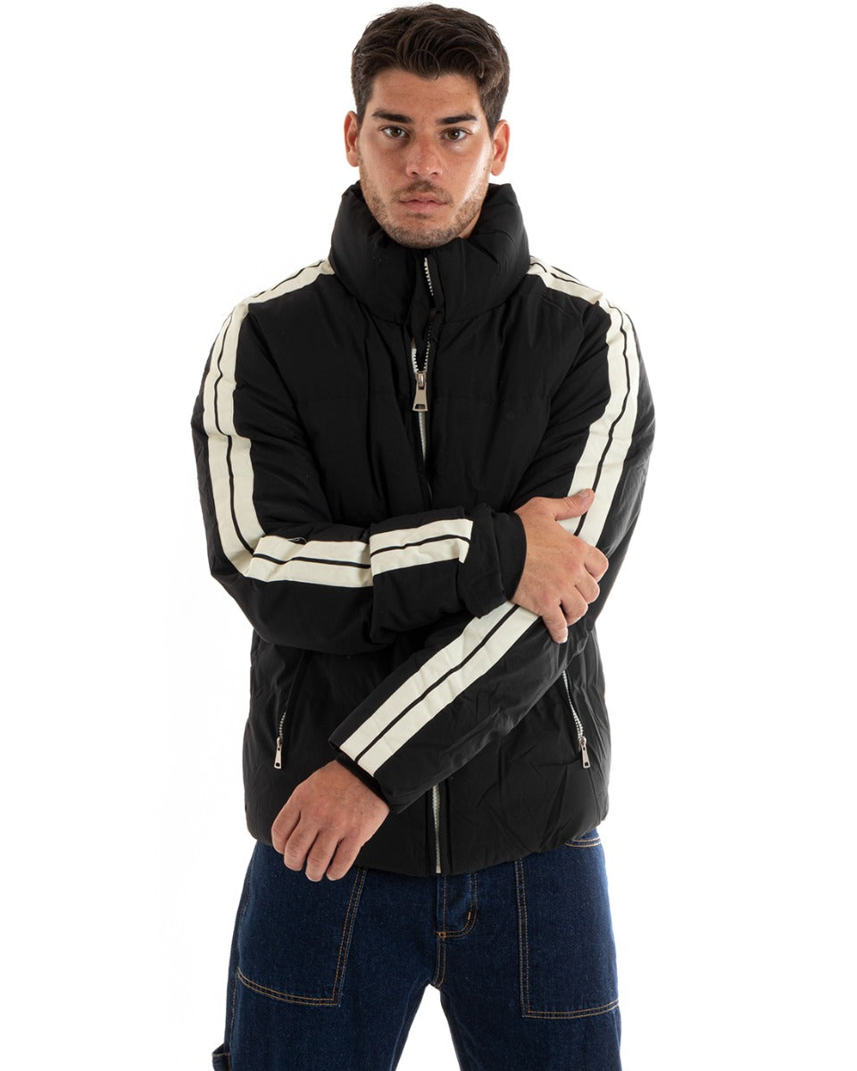 Giubbotto Uomo Bomber Imbottito Puffer Casual Tinta Unita Nero GIOSAL-G3084A