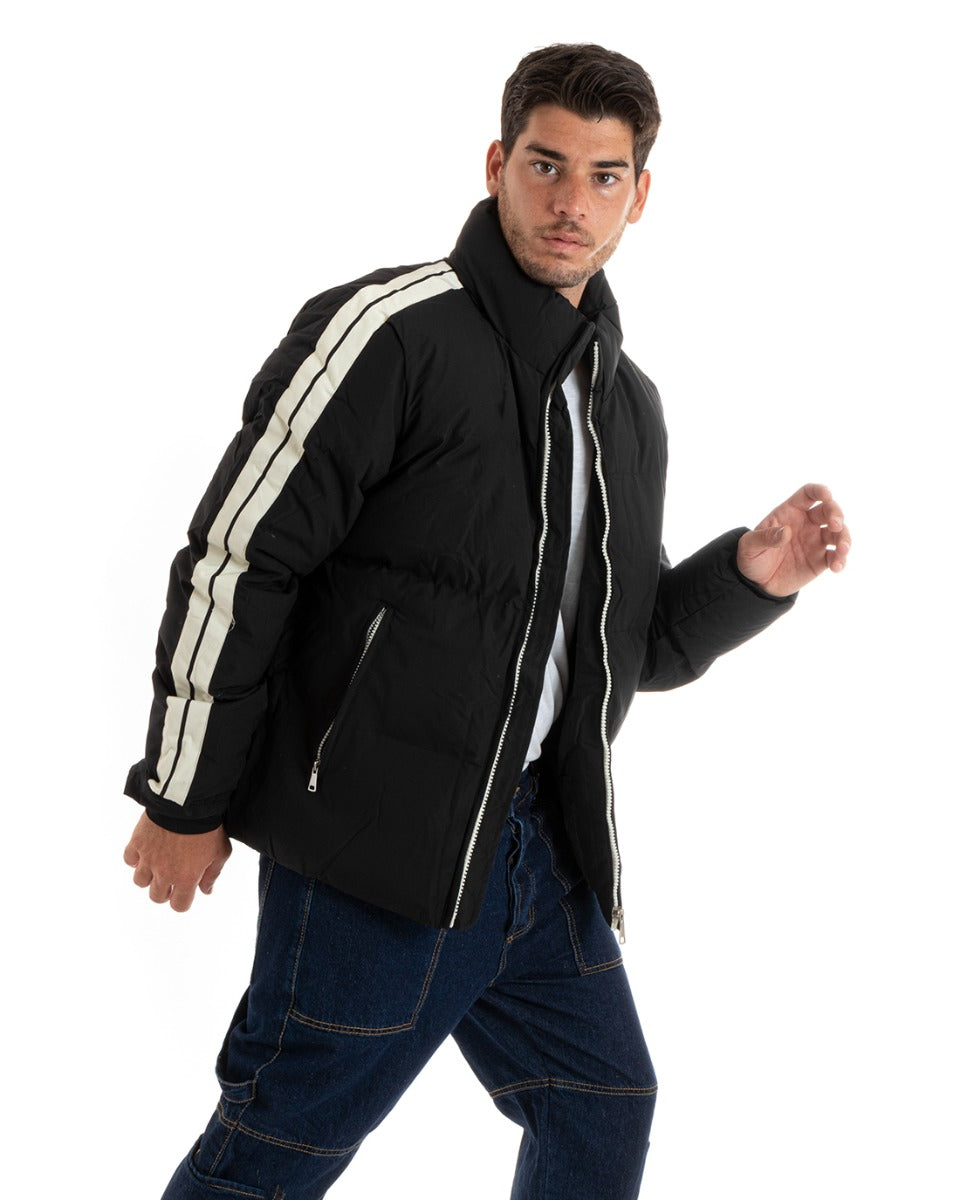 Giubbotto Uomo Bomber Imbottito Puffer Casual Tinta Unita Nero GIOSAL-G3084A