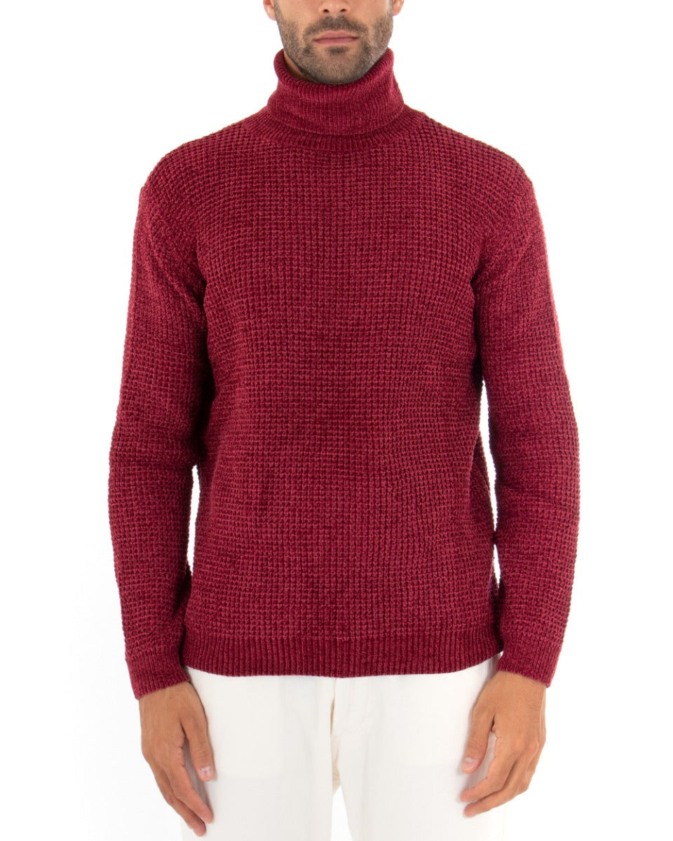 Maglioncino Uomo Ciniglia Collo Alto Pullover Caldo Maglia Maniche Lun