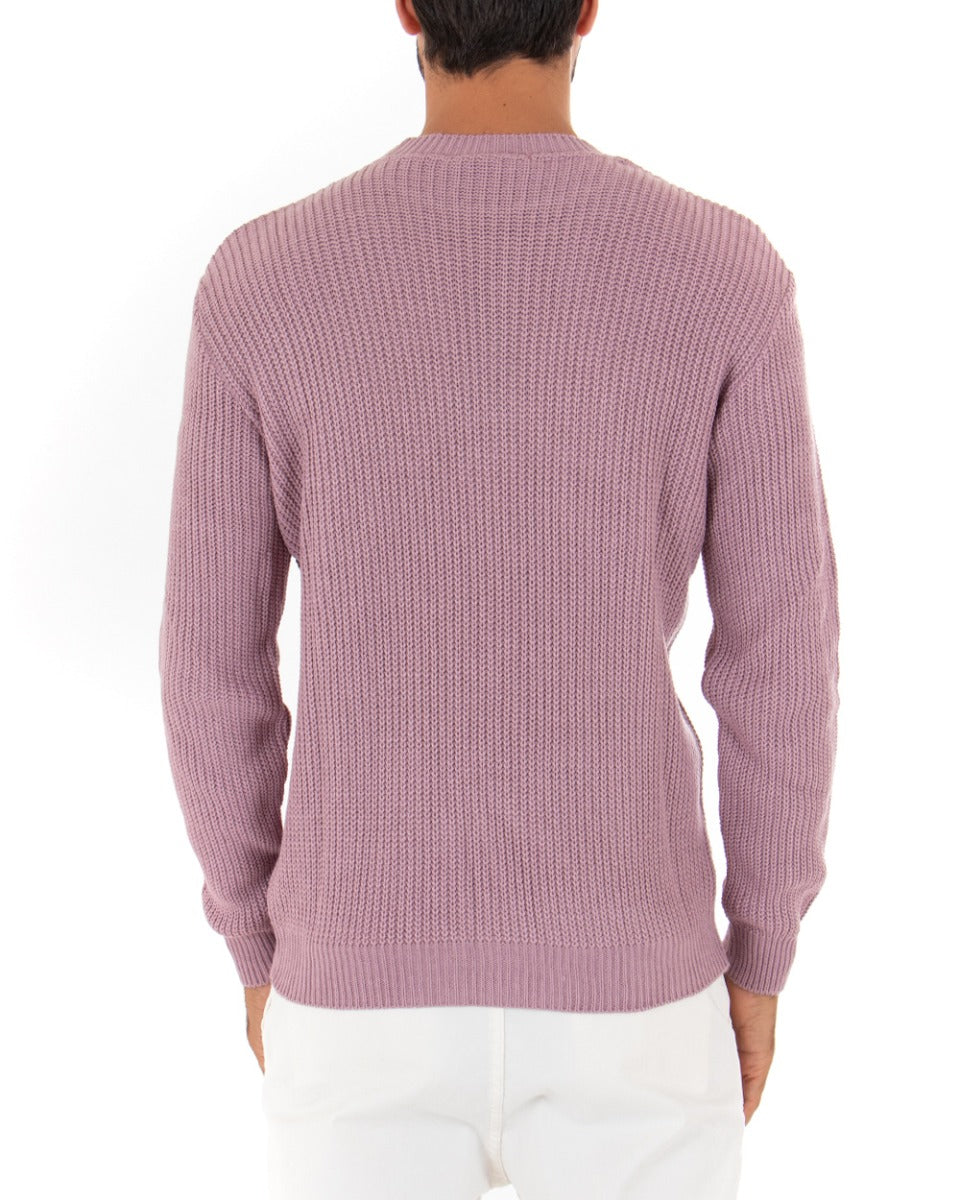 Maglioncino Uomo Girocollo Tinta Unita Glicine Maglia Inglese Basic GIOSAL-M2363A