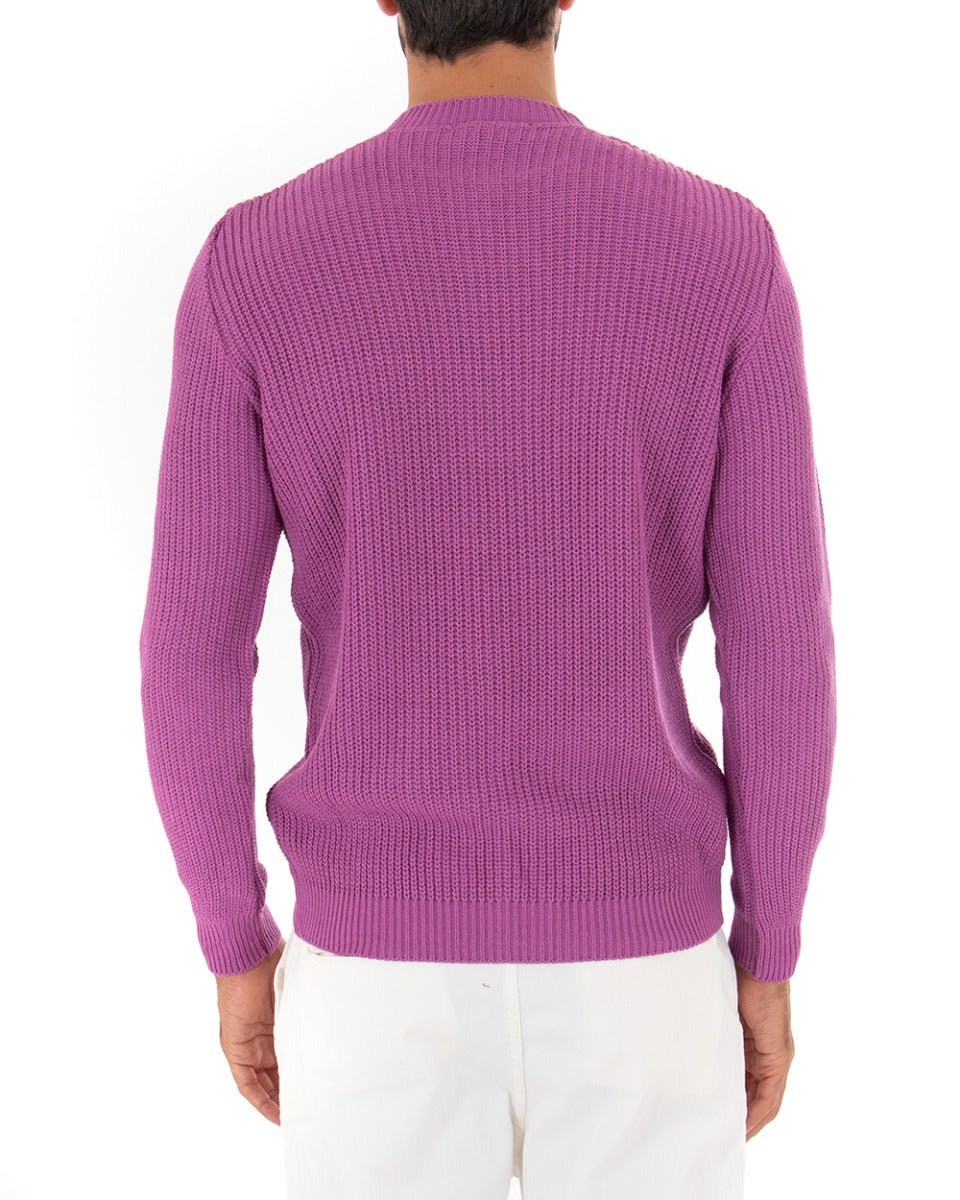 Maglioncino Uomo Girocollo Tinta Unita Magenta Maglia Inglese Basic GIOSAL-M2364A