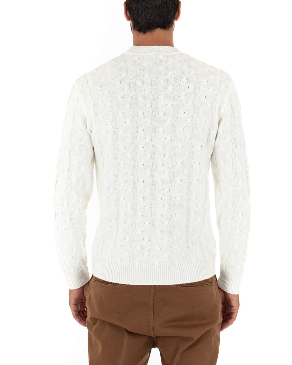 Maglioncino Uomo Girocollo Maglia Inglese Basic Trecce Panna GIOSAL-M2378A