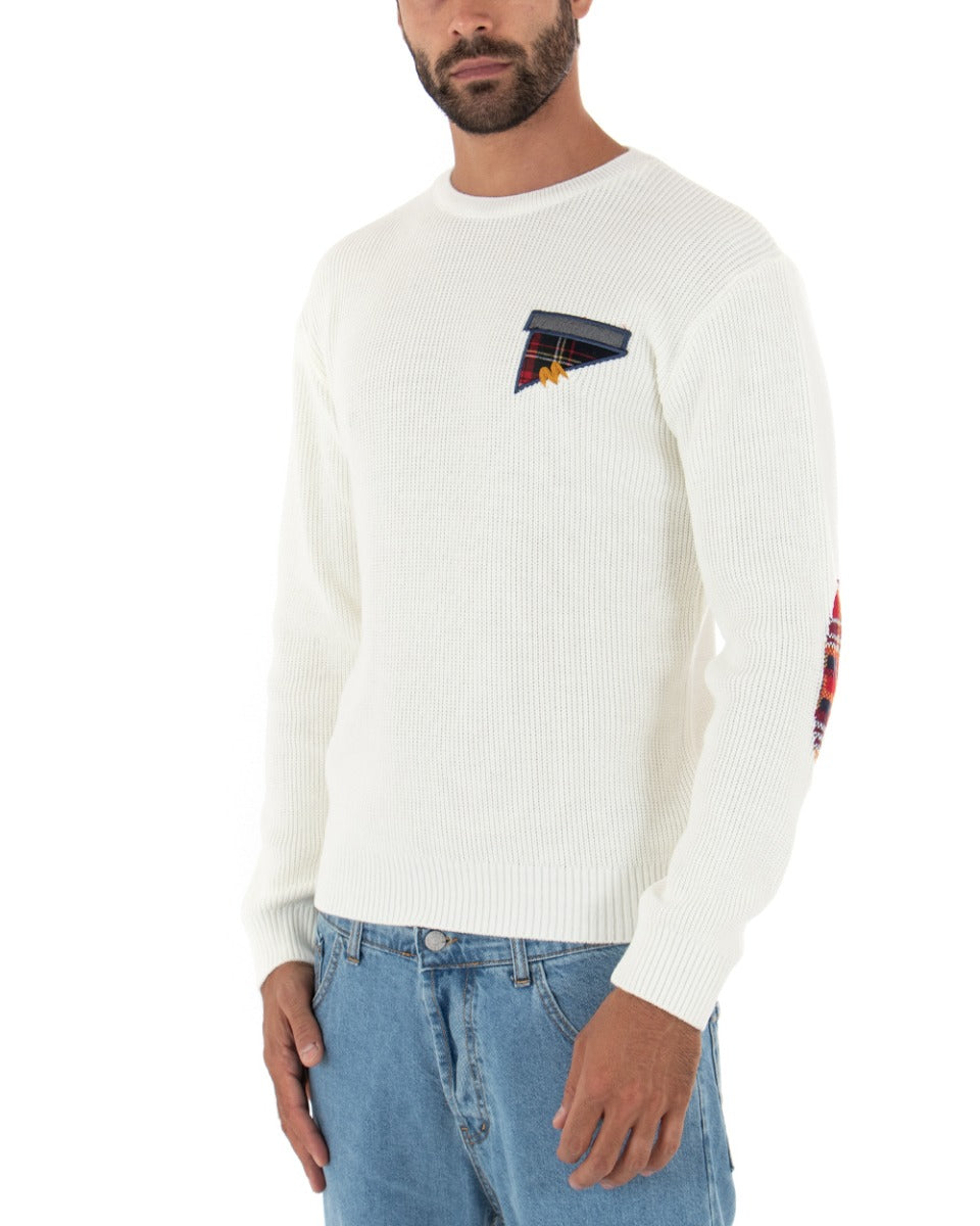 Maglioncino Uomo Girocollo Maglia Basic Taschino Bianco GIOSAL-M2400A