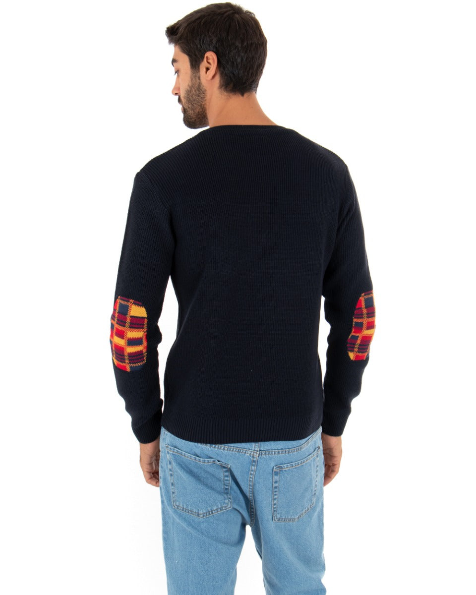 Maglioncino Uomo Girocollo Maglia Basic Taschino Blu GIOSAL-M2401A