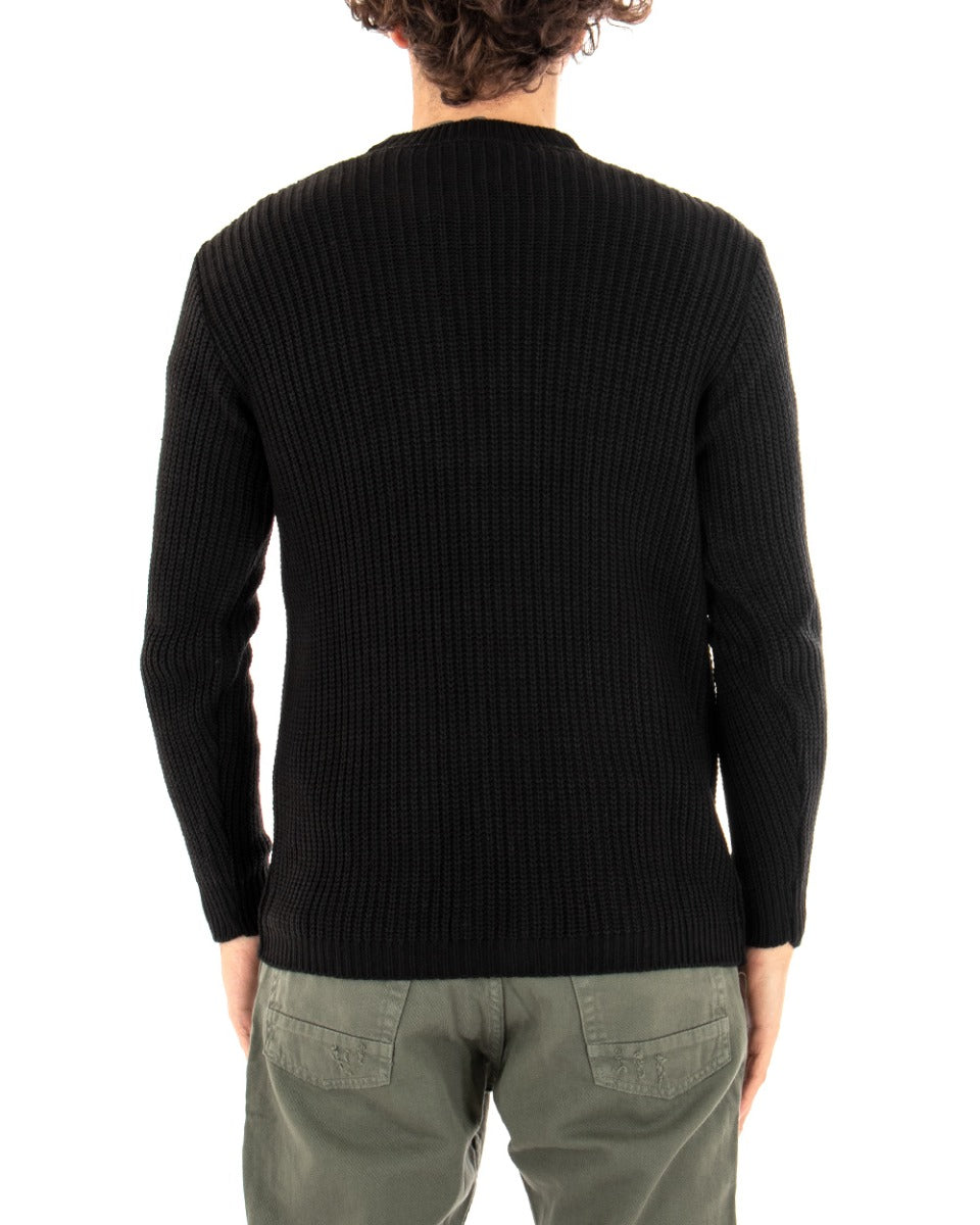 Cardigan Uomo Giacca Con Bottoni Maglioncino Scollo V Maglia Inglese Nero GIOSAL-M2410A