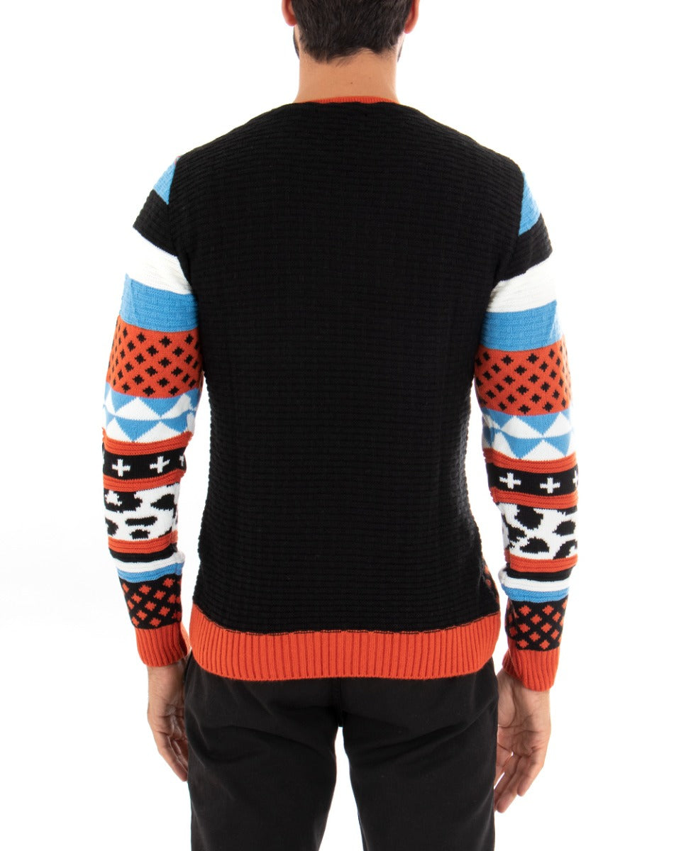 Maglioncino Uomo Girocollo Maglia Multicolore Rigata Pullover GIOSAL-M2450A