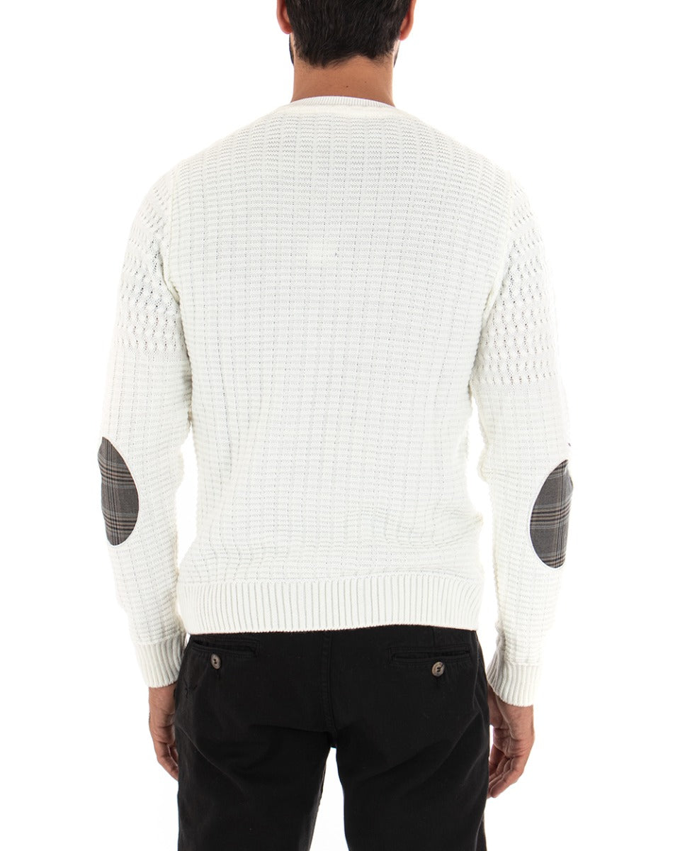 Maglioncino Uomo Girocollo Bianco Maglia Basic Con Pochette GIOSAL-M2462A