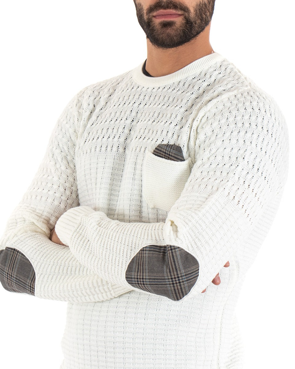 Maglioncino Uomo Girocollo Bianco Maglia Basic Con Pochette GIOSAL-M2462A