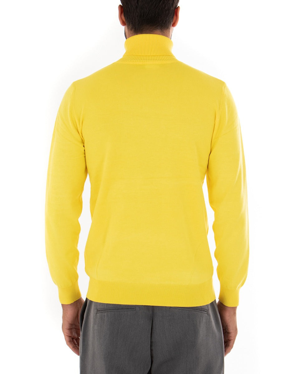 Maglioncino Uomo Maglia Maniche Lunghe Collo Alto Elastico Tinta Unita Giallo GIOSAL-M2544A