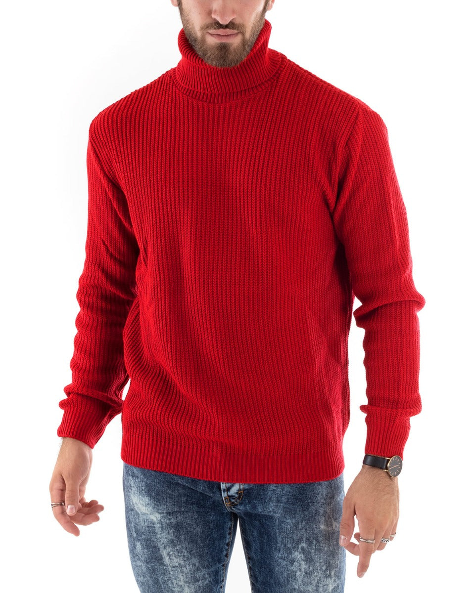 Oversize Maglione Rosso Dolcevita Maglione Pull Over Maglia