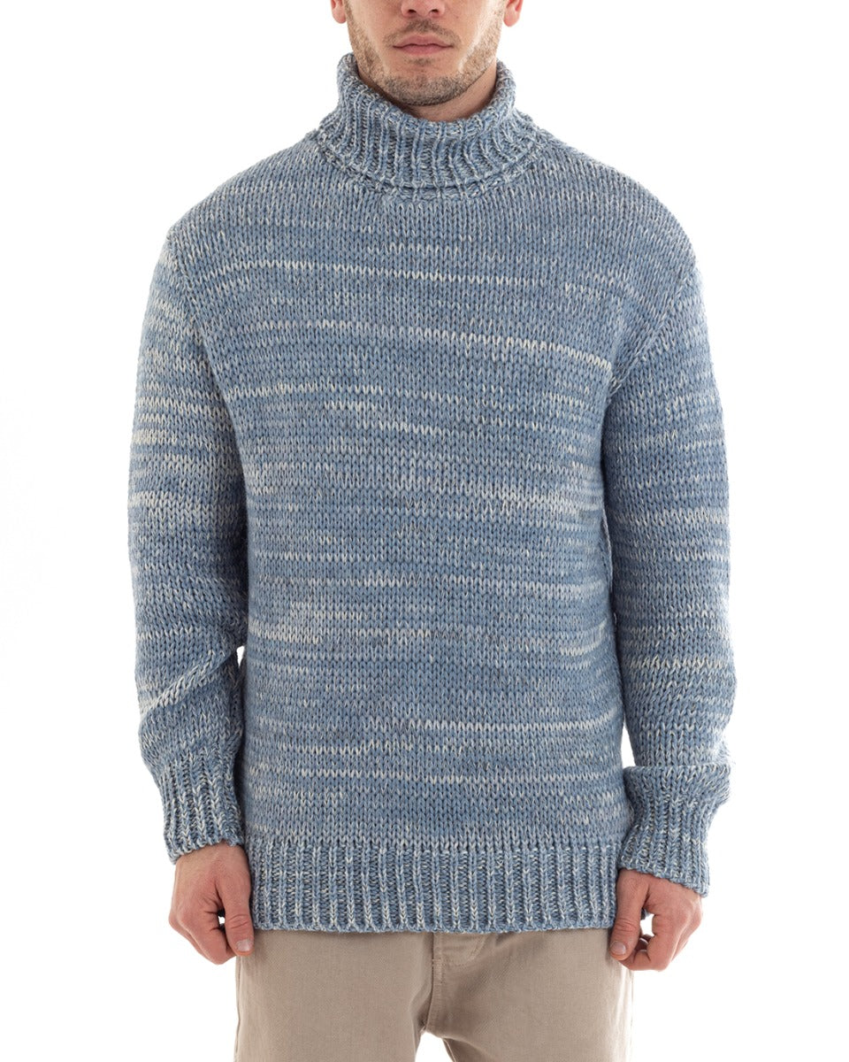 Maglione Uomo Collo Alto Maglioncino Dolcevita Melangiato Polvere Casual Pullover GIOSAL-M2643A