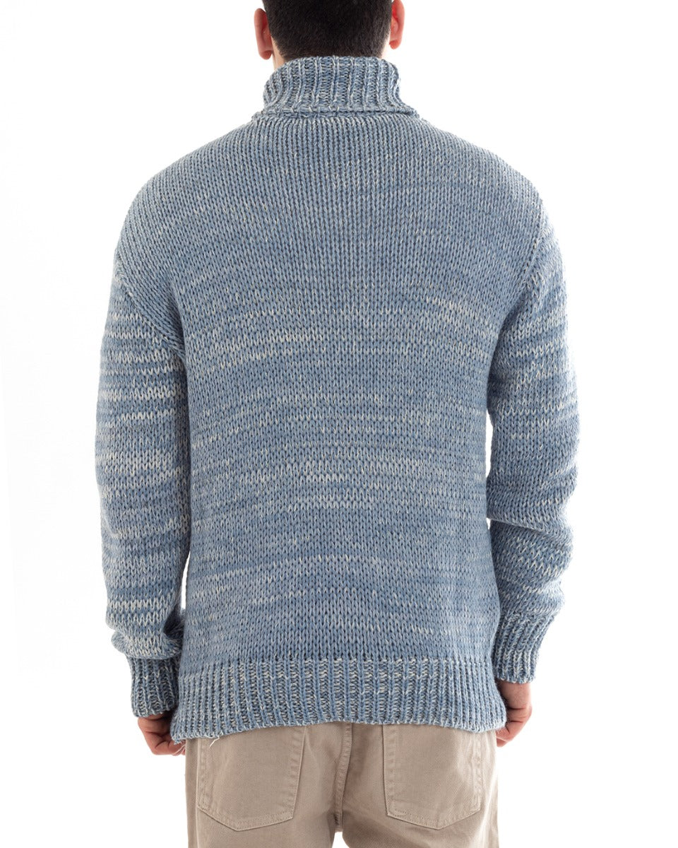 Maglione Uomo Collo Alto Maglioncino Dolcevita Melangiato Polvere Casual Pullover GIOSAL-M2643A
