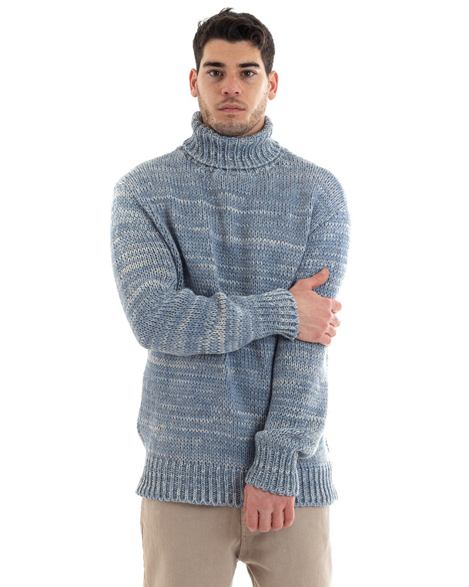 Maglione Uomo Collo Alto Maglioncino Dolcevita Melangiato Polvere Casual Pullover GIOSAL-M2643A