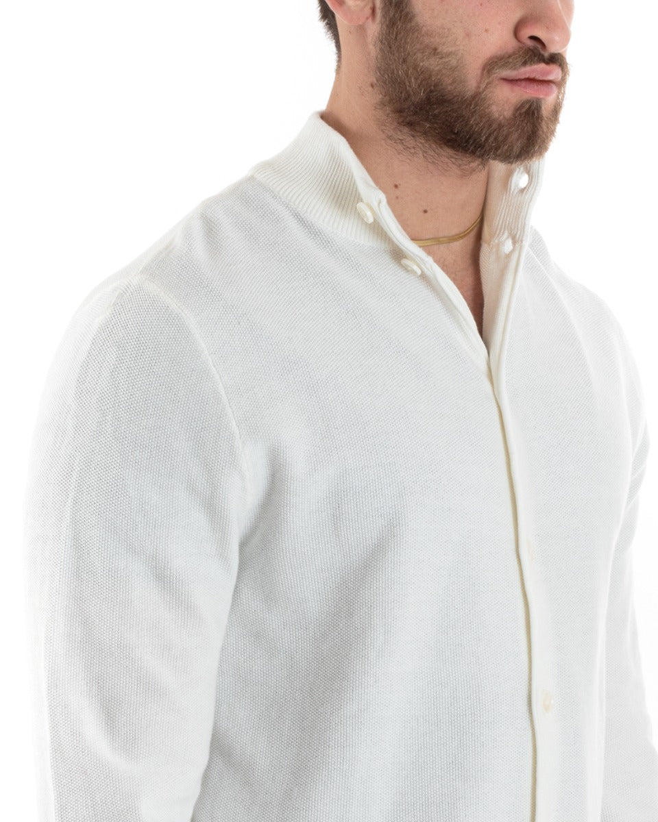 Cardigan Uomo Maglia Maglioncino Pullover Con Bottoni Tinta Unita Bianco GIOSAL-M2652A