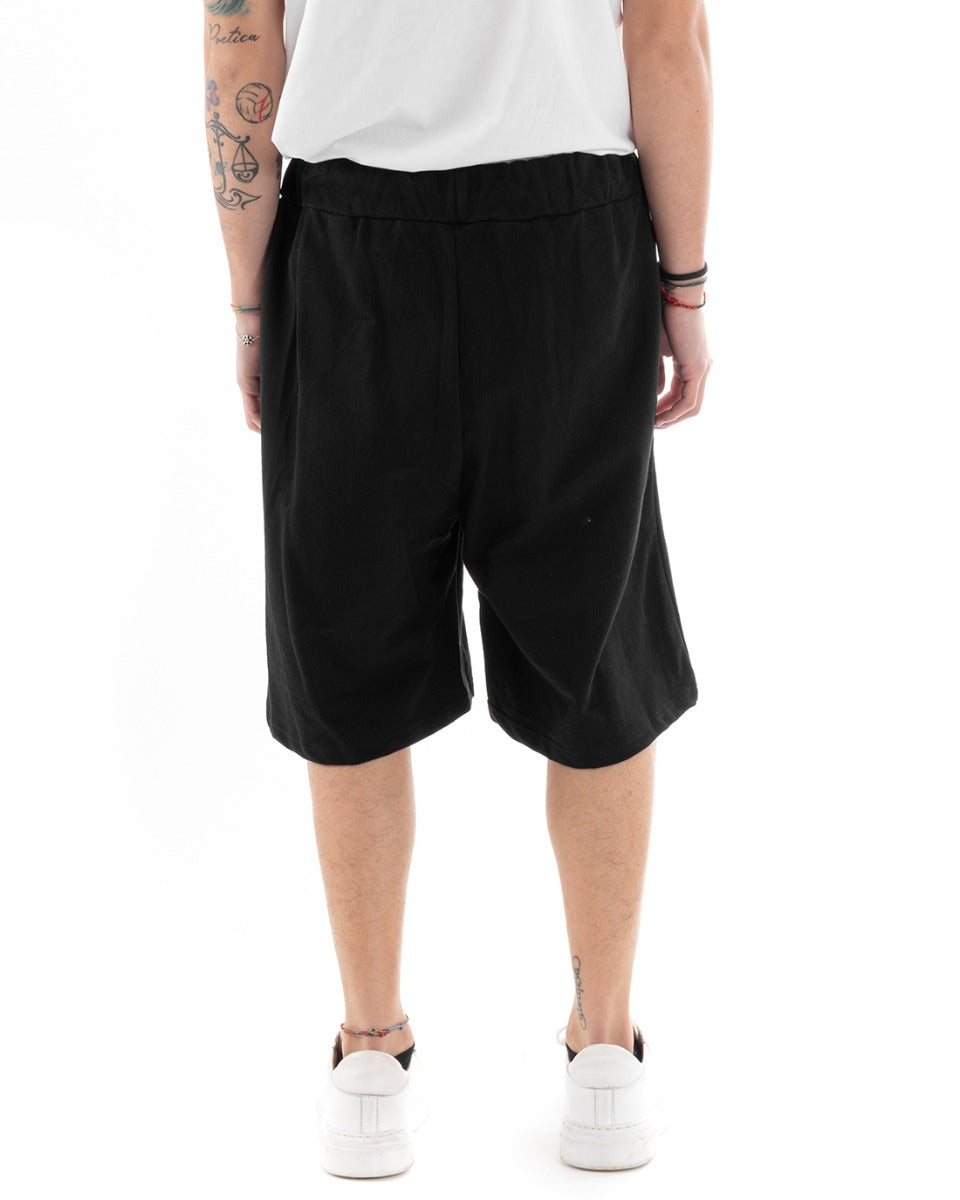 Pantaloncino Bermuda Uomo Corto Tuta Nero Pantalaccio GIOSAL-PC1117A