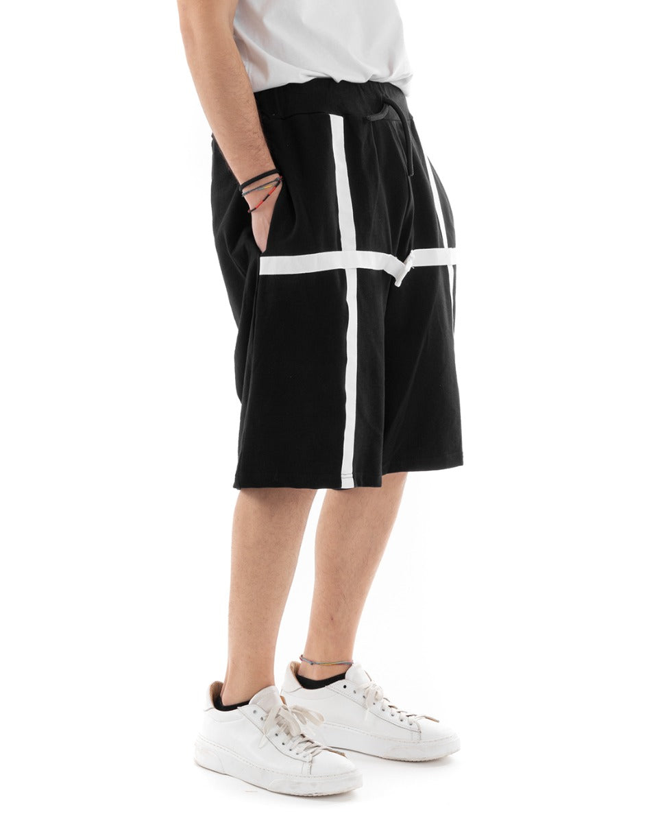 Pantaloncino Bermuda Uomo Corto Tuta Nero Pantalaccio GIOSAL-PC1117A