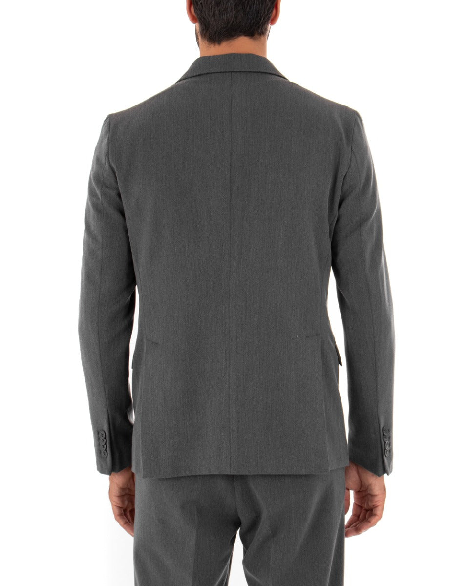 Abito Uomo Doppiopetto Completo Viscosa Grigio Sartoriale Giacca Pantaloni Elegante Casual GIOSAL-OU2086A