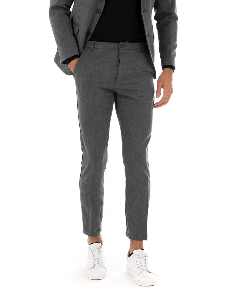 Abito Uomo Monopetto Vestito Viscosa Completo Giacca Pantaloni Grigio Elegante Cerimonia GIOSAL-OU2102A