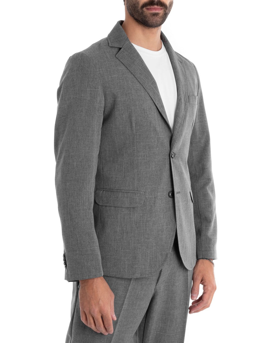 Abito Uomo Monopetto Completo Viscosa Grigio Sartoriale Giacca Pantaloni Elegante Casual GIOSAL-OU2118A