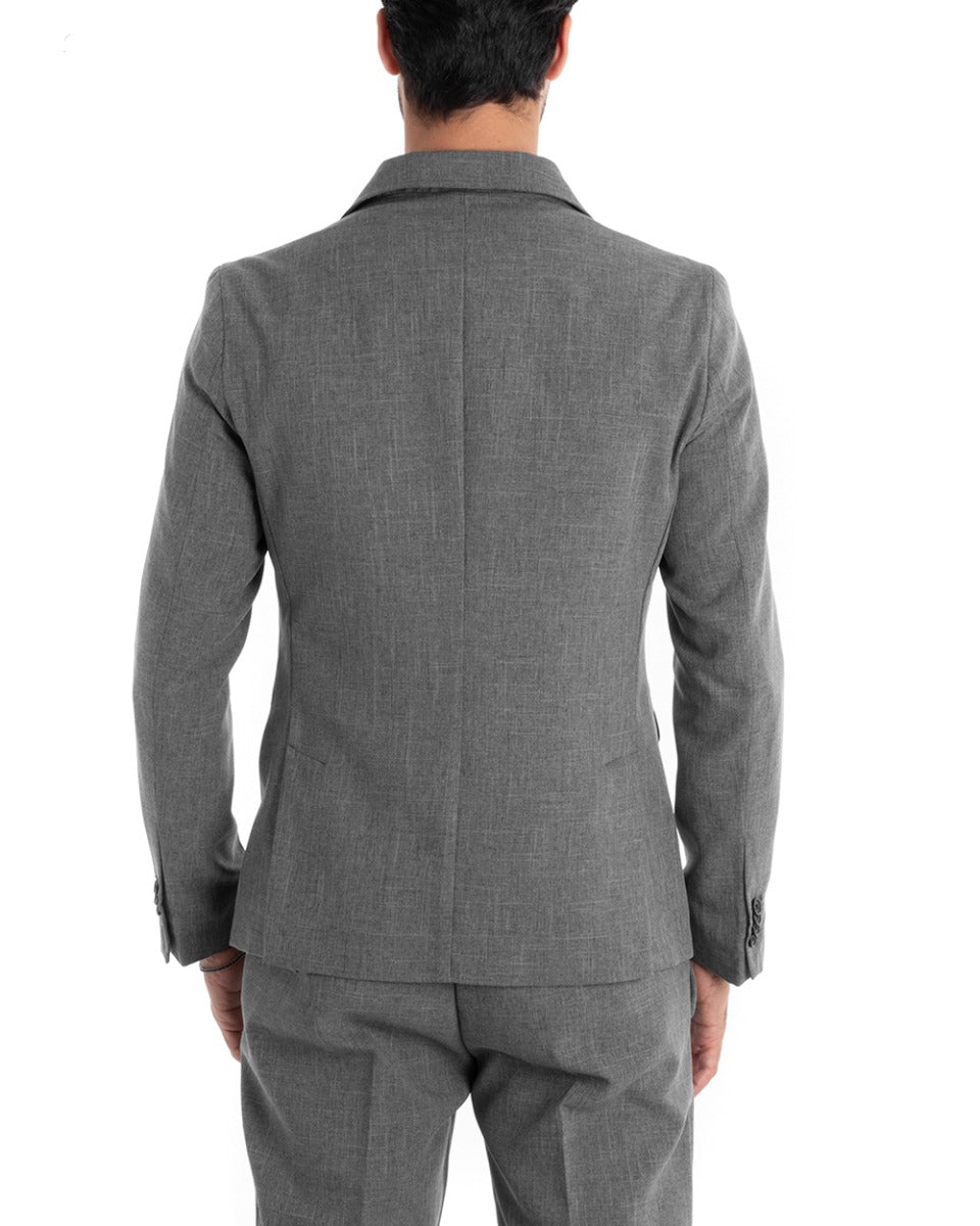 Abito Uomo Monopetto Completo Viscosa Grigio Sartoriale Giacca Pantaloni Elegante Casual GIOSAL-OU2118A