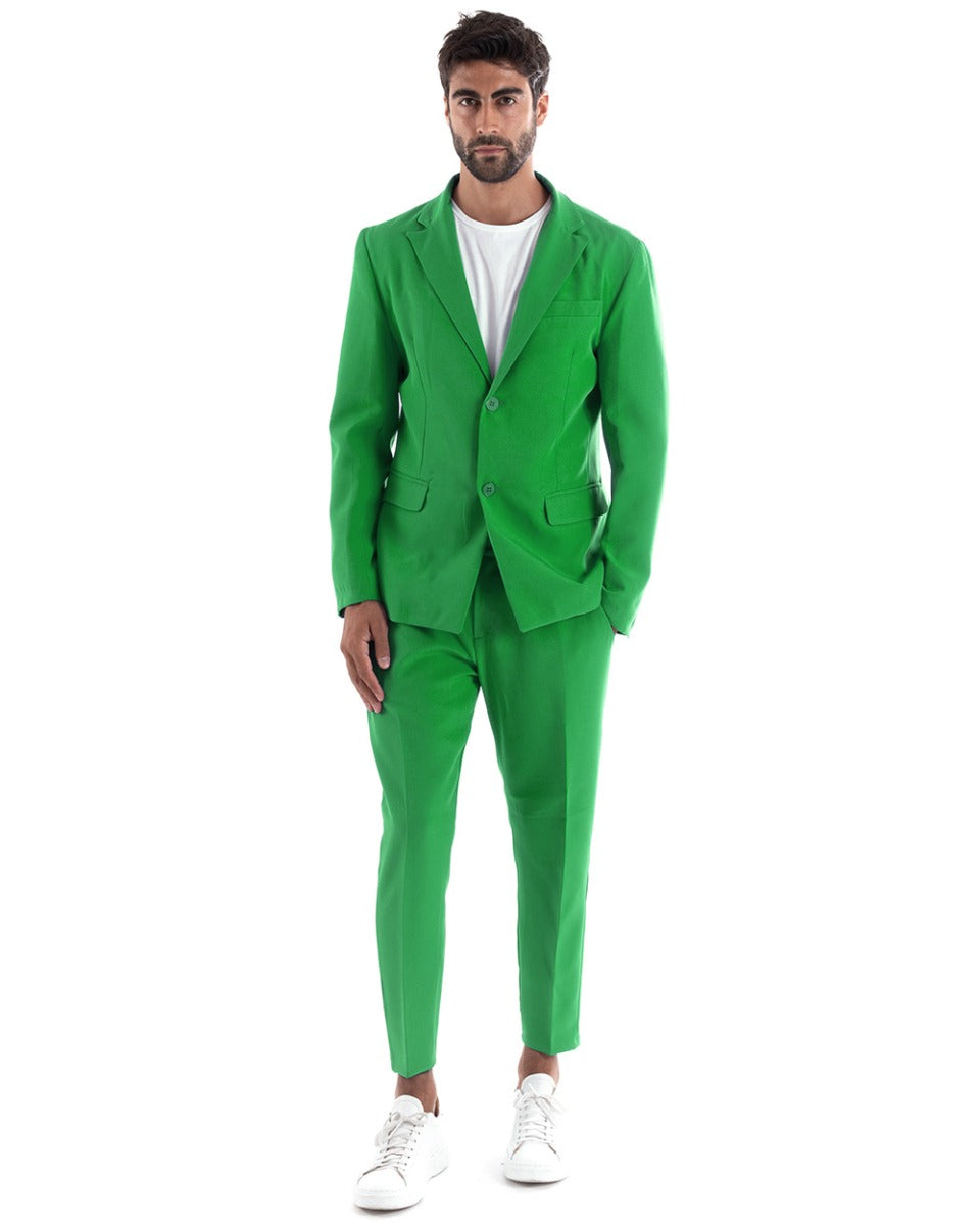 Abito Uomo Monopetto Vestito Viscosa Completo Giacca Pantaloni Verde Menta Elegante Cerimonia GIOSAL-OU2172A