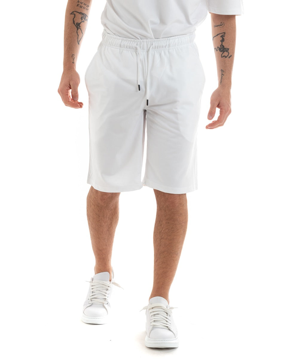 Completo Set Coordinato Uomo Completino Basic T-Shirt Bermuda Bianco GIOSAL-OU2316A