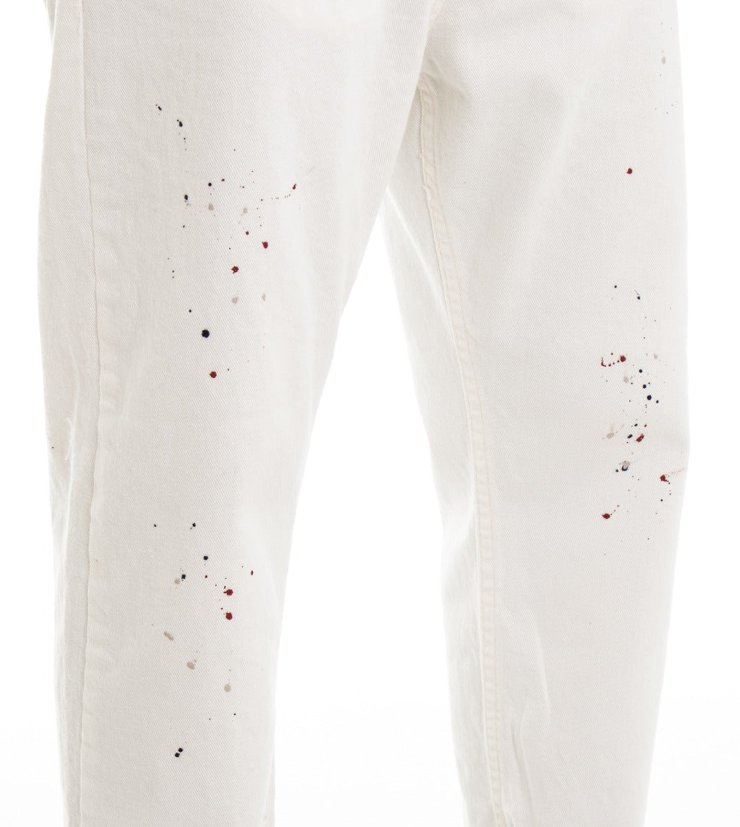 Pantaloni Jeans Uomo Loose Fit Bianco Cinque Tasche Casual GIOSAL-P3101A