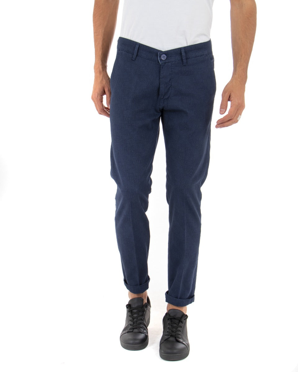 Pantaloni Uomo Basic Classico Tasca America Microfantasia Blu GIOSAL-P3579A