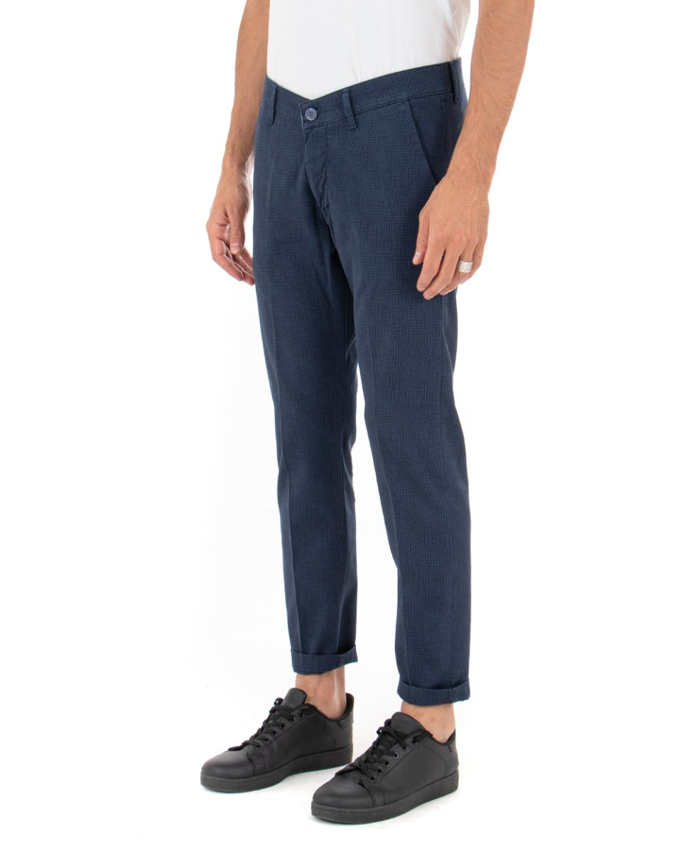 Pantaloni Uomo Basic Classico Tasca America Microfantasia Blu GIOSAL-P3579A