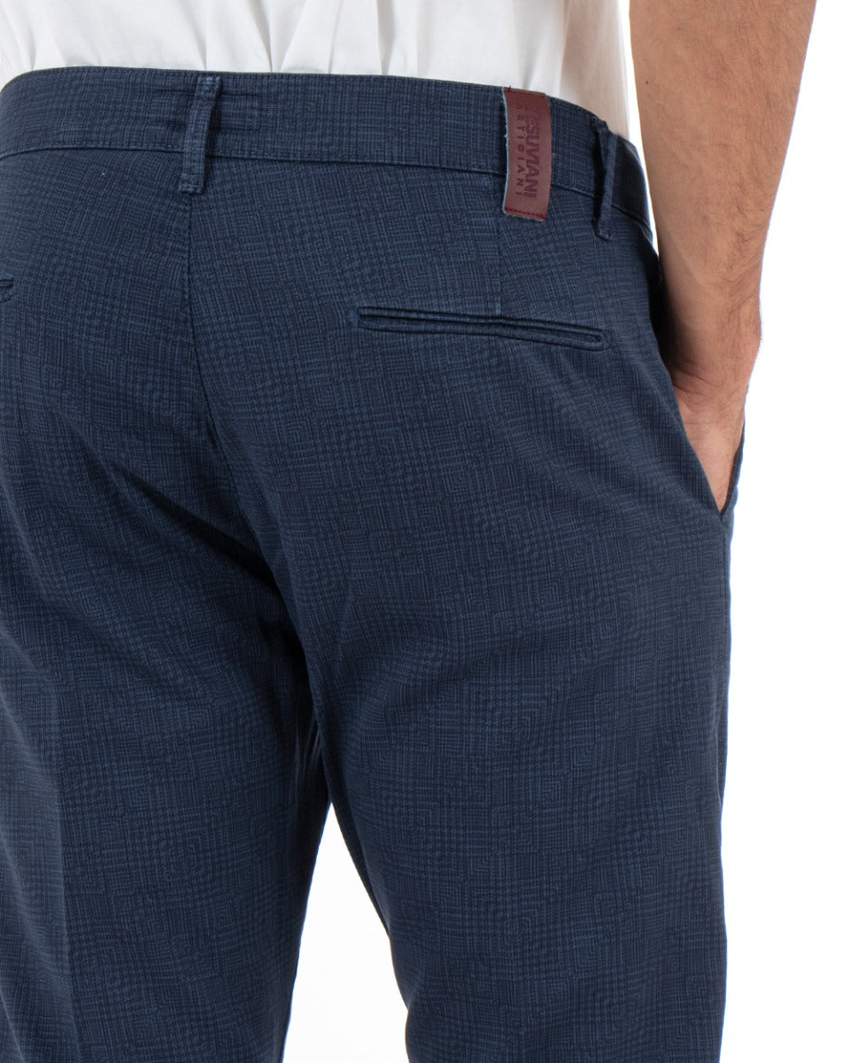 Pantaloni Uomo Basic Classico Tasca America Microfantasia Blu GIOSAL-P3579A