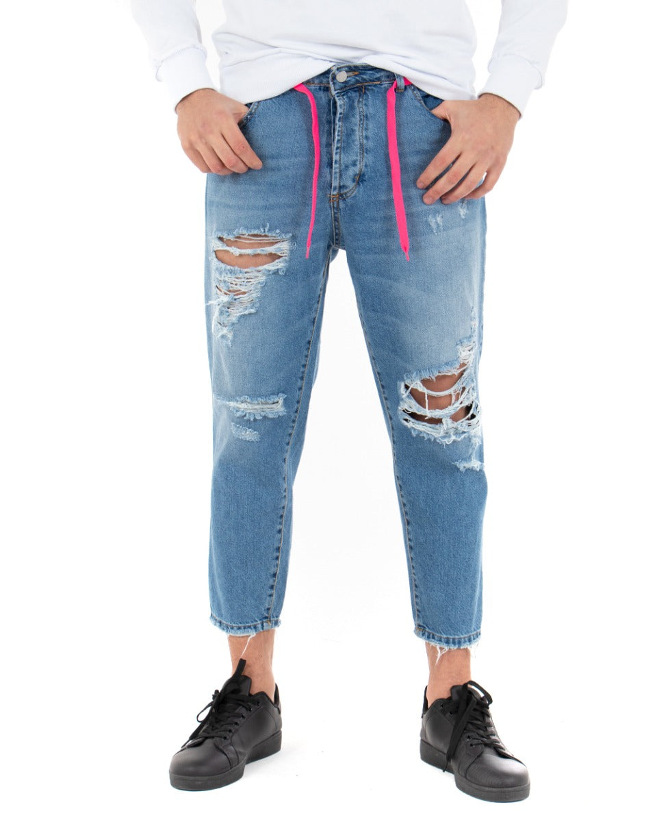 Pantaloni Jeans Uomo Loose Fit Denim Con Rotture Cinque Tasche GIOSAL-P3632A